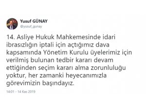 Yusuf Günay: "Her zamanki heyecanımızla görevimizin başındayız"