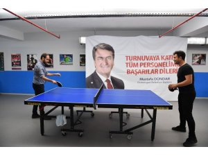 Belediye personelinin masa tenisi heyecanı