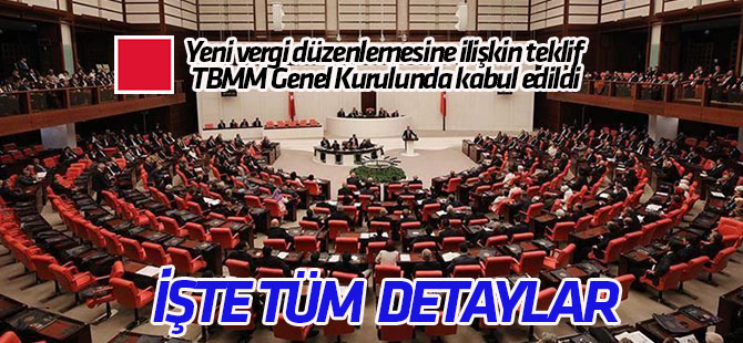 Yeni vergi düzenlemesine ilişkin teklif TBMM Genel Kurulunda kabul edildi (TÜM DETAYLAR)