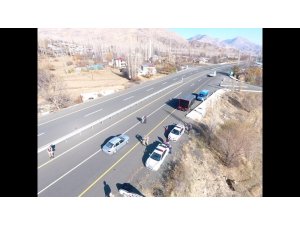 Oltu Jandarma Trafik Timleri drone ile uygulamaya geçti