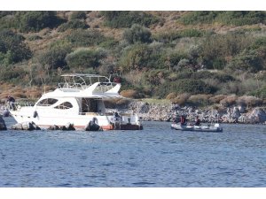 Karaya oturan motoryatın içinden 35 göçmen, 1 organizatör çıktı