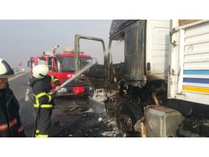 Şanlıurfa’da seyir halindeki tır alev aldı