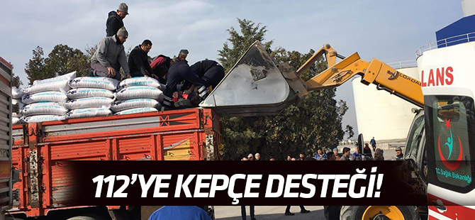 Konya'da ayağı kırılan işçiye sağlık görevlilerinden kepçeli müdahale