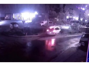 Bomonti’de alkollü sürücü süratli şekilde viraja girince kanala uçtu