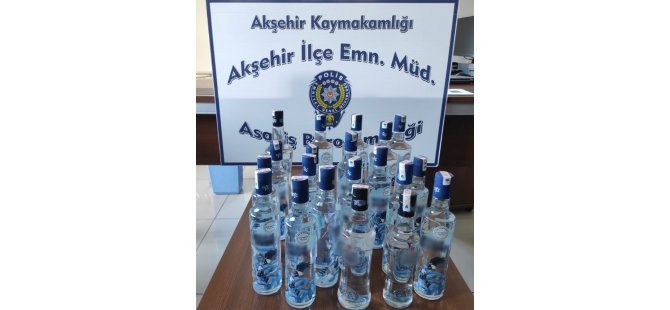 Konya’da 20 şişe kaçak içki ele geçirildi