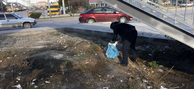 Karapınar'da öğrencilerden çevre temizliği