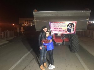 İş makinesiyle çılgın evlenme teklifi
