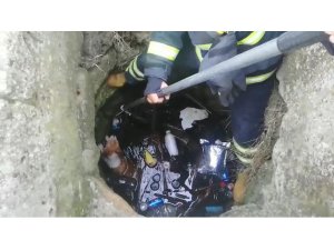 Kuyudan köpek kurtarma operasyonu