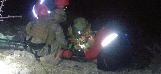 Dağdan düşen bisikletli kurtarıldı
