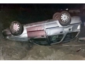 Yavru köpeğe çarpmamak için manevra yapan otomobil takla attı: 2 yaralı