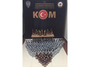 Kuşadası’nda kaçak içki operasyonu