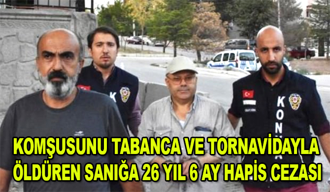 Komşusunu tabanca ve tornavidayla öldüren sanığa 26 yıl 6 ay hapis cezası