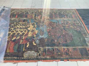 Kilisede kazı yaparak tarihi tabloyu çalan şüpheliler yakalandı