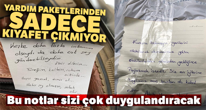 Elazığ'a gönderilen paketlerden çıkan notlar duygulandırdı
