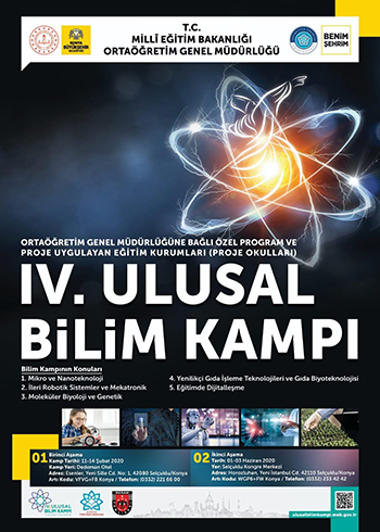 4. Ulusal Bilim Kampı Konya'da yapılacak