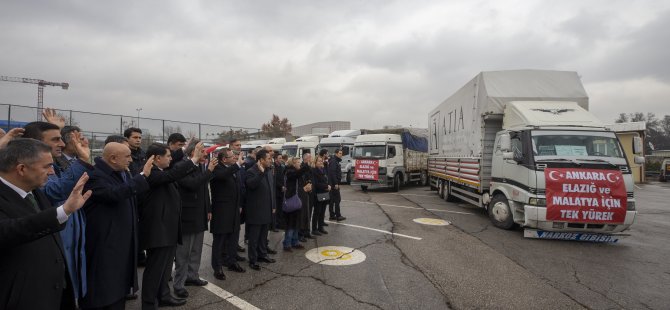 Başkentten depremzedelere 15 tır yardım malzemesi gönderildi