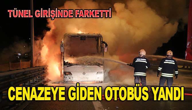 Cenazeye giden otobüs yandı