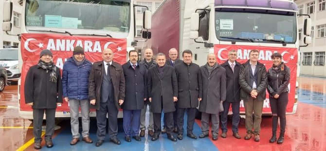 Ankara'nın Çankaya ilçesinden deprem bölgesine 3 tır yardım