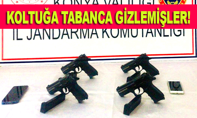 Yolcu koltuğuna gizlenen tabancalar ele geçirildi