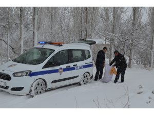 Bünyan'da yaban hayvanlarına yem desteği