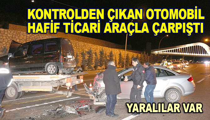 Kontrolden çıkan otomobil hafif ticari araçla çarpıştı: 4 yaralı