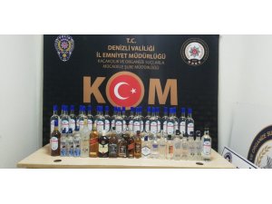 Denizli’de 131 şişe kaçak içki ve 256 litre sahte alkol ele geçirildi