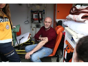 Tır kaygan yolda zeytinliğe uçtu