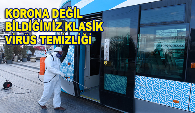Konya'da toplu ulaşım araçları dezenfekte ediliyor