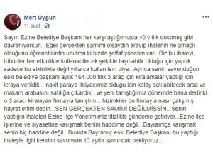 Ezine ve Bayramiç belediye başkanları sosyal medyada birbirine girdi
