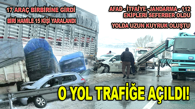 Zincirleme kaza sonrası kapanan yol trafiğe açıldı