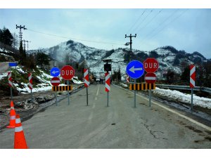 Ordu'da eski sahil yolunda göçük