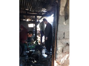Yakacak kömürleri yangında kül oldu