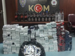 Adana’da 85 şişe kaçak içki ve 5 bin 838 paket sigara ele geçirildi