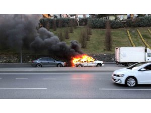 Şişli’de LPG’li otomobil alev alev yandı
