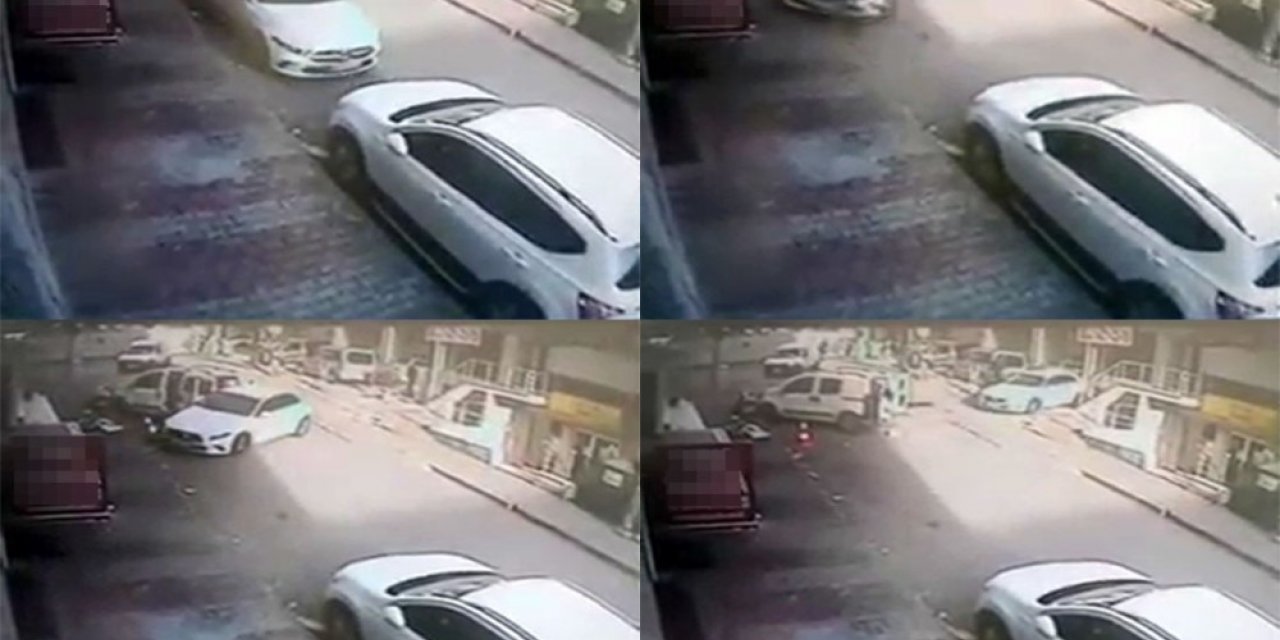 Fren yerine gaza basan sürücü önce araçlara çarptı ardından kaldırıma çıktı