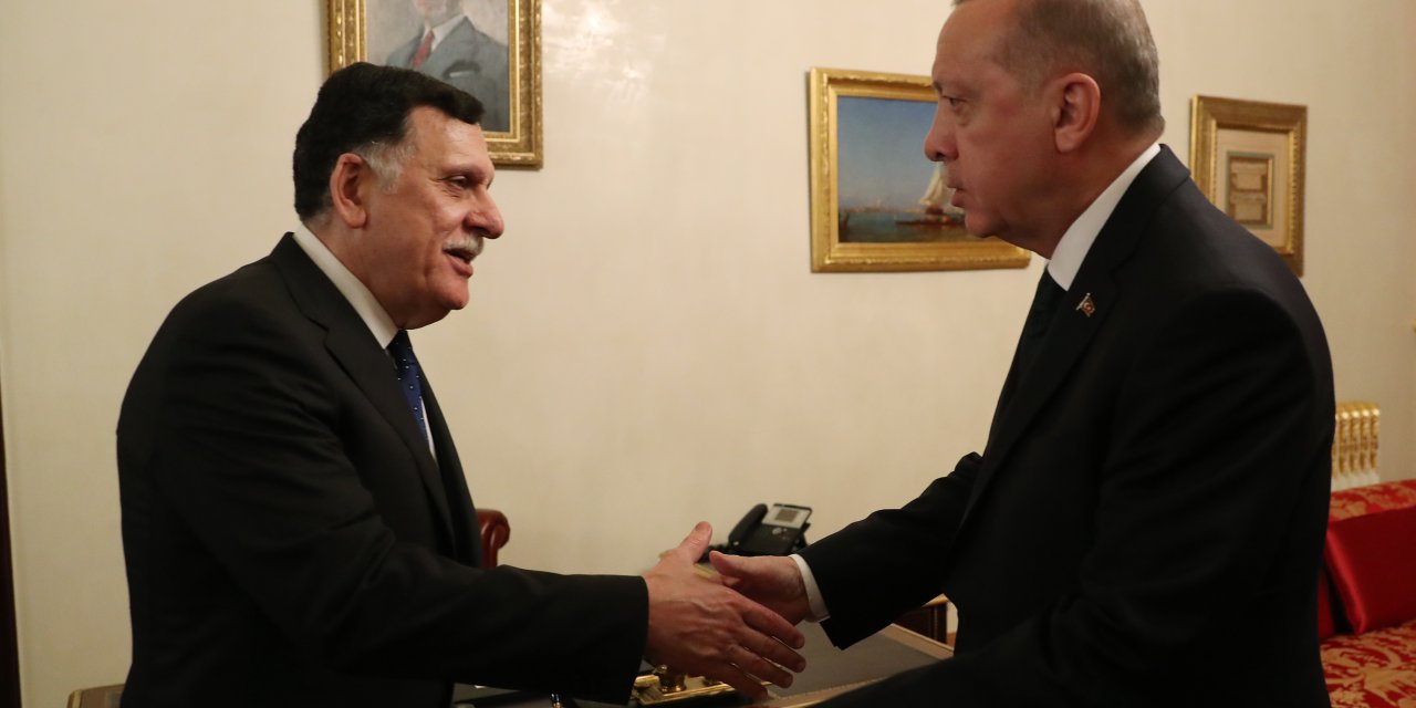 Cumhurbaşkanı Erdoğan, Libya UMH Başkanlık Konseyi Başkanı Sarraj'ı kabul etti