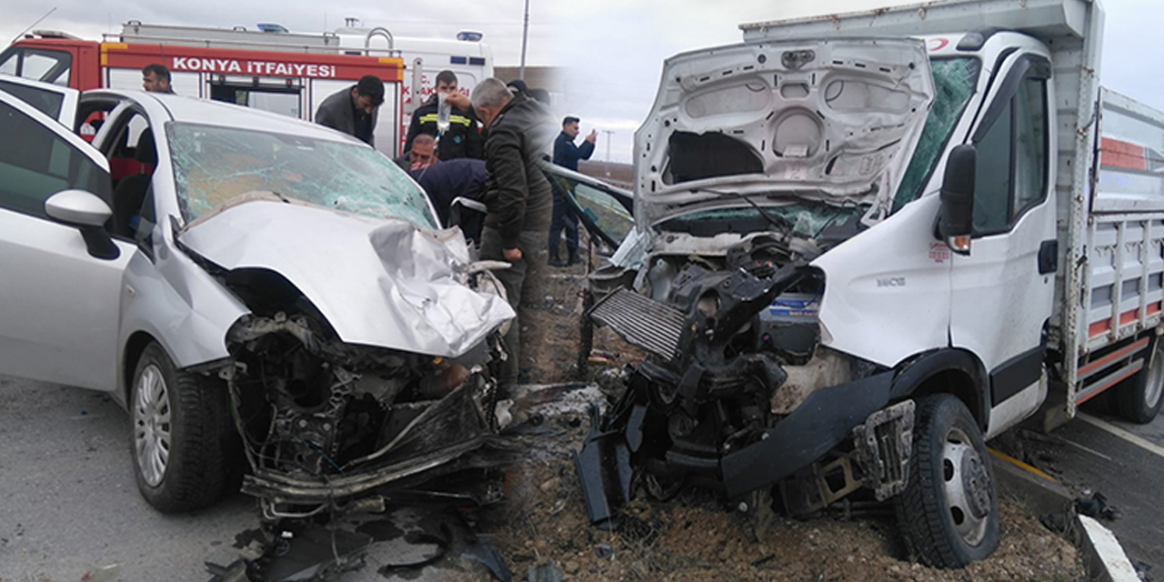 Konya’da otomobille kamyonet çarpıştı: 3 yaralı