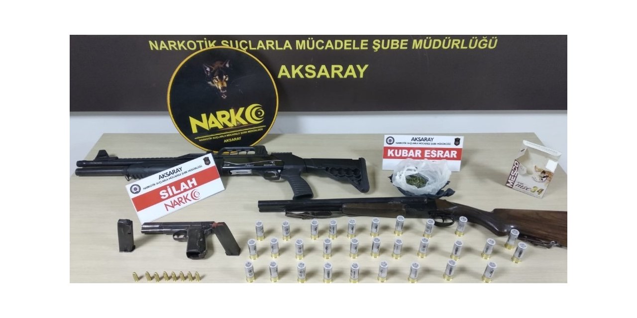 Aksaray’da polisin operasyonunda uyuşturucu ve silah ele geçirildi