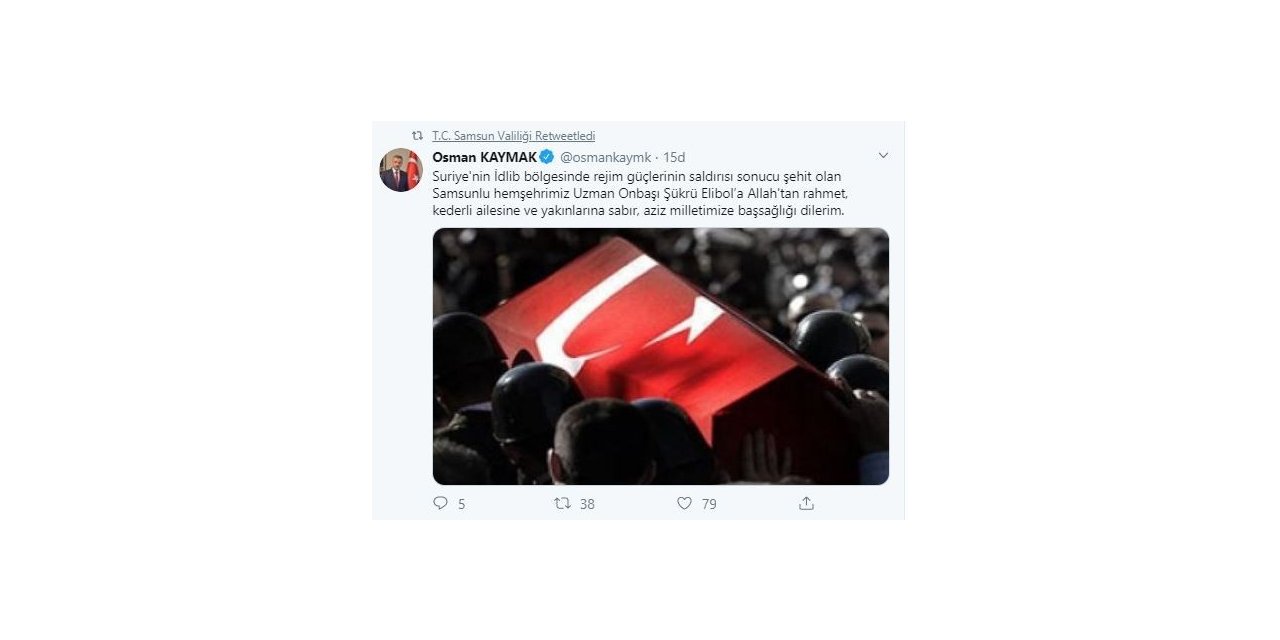 Samsun’a şehit ateşi düştü