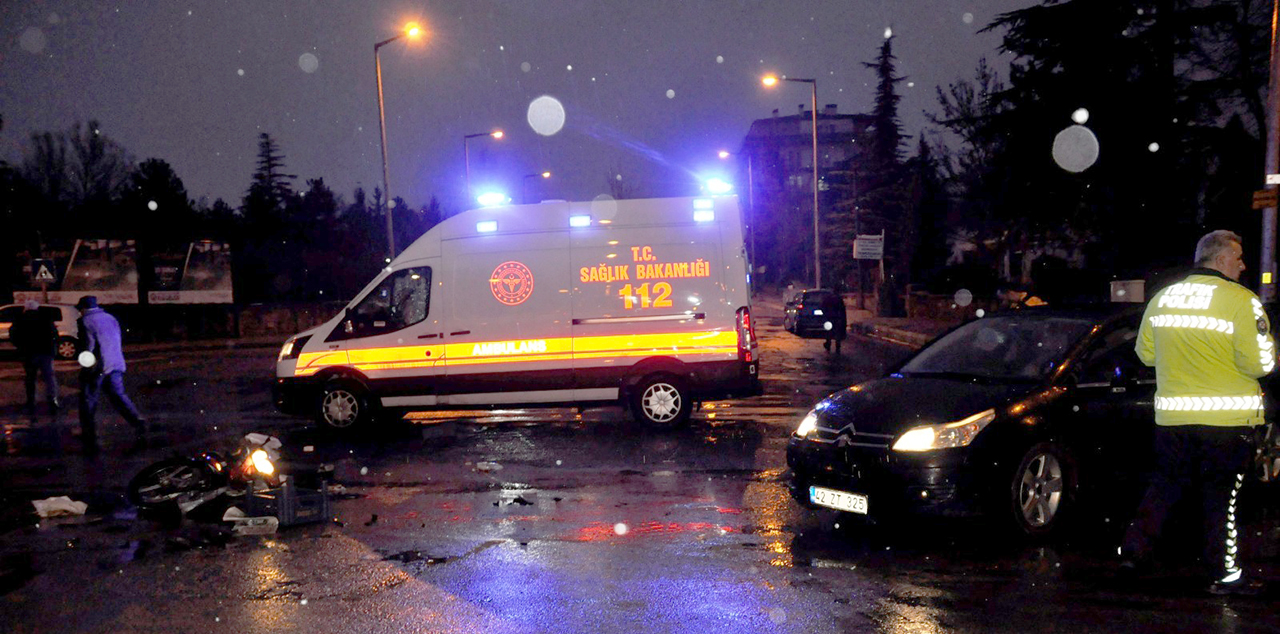 Seydişehir'de otomobilin çarptığı bisikletli yaralandı