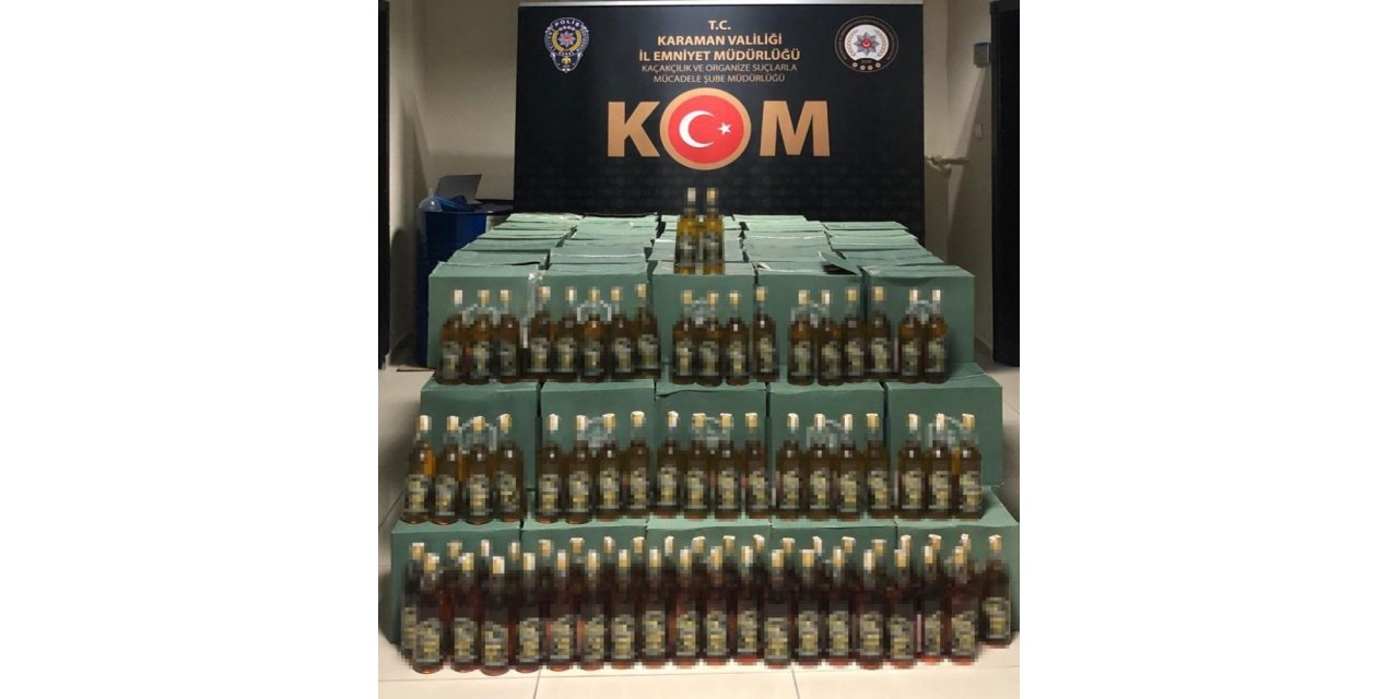 Karaman’da bin 260 şişe kaçak içki ele geçirildi