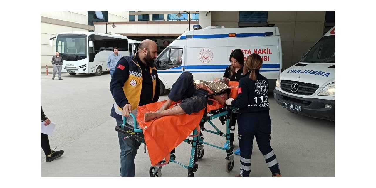 Fındık bahçesini temizlemek için yaktığı ateşte yanarak hastanelik oldu