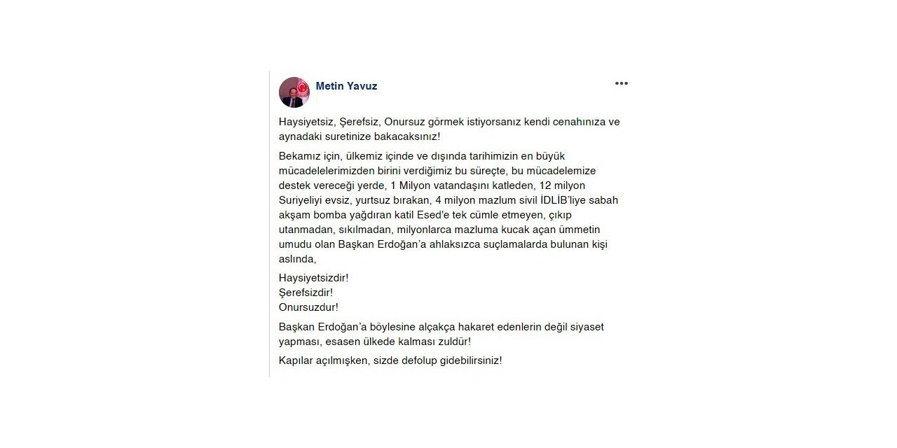 AK Parti’li Yavuz’dan CHP’li Özkoç’a tepki