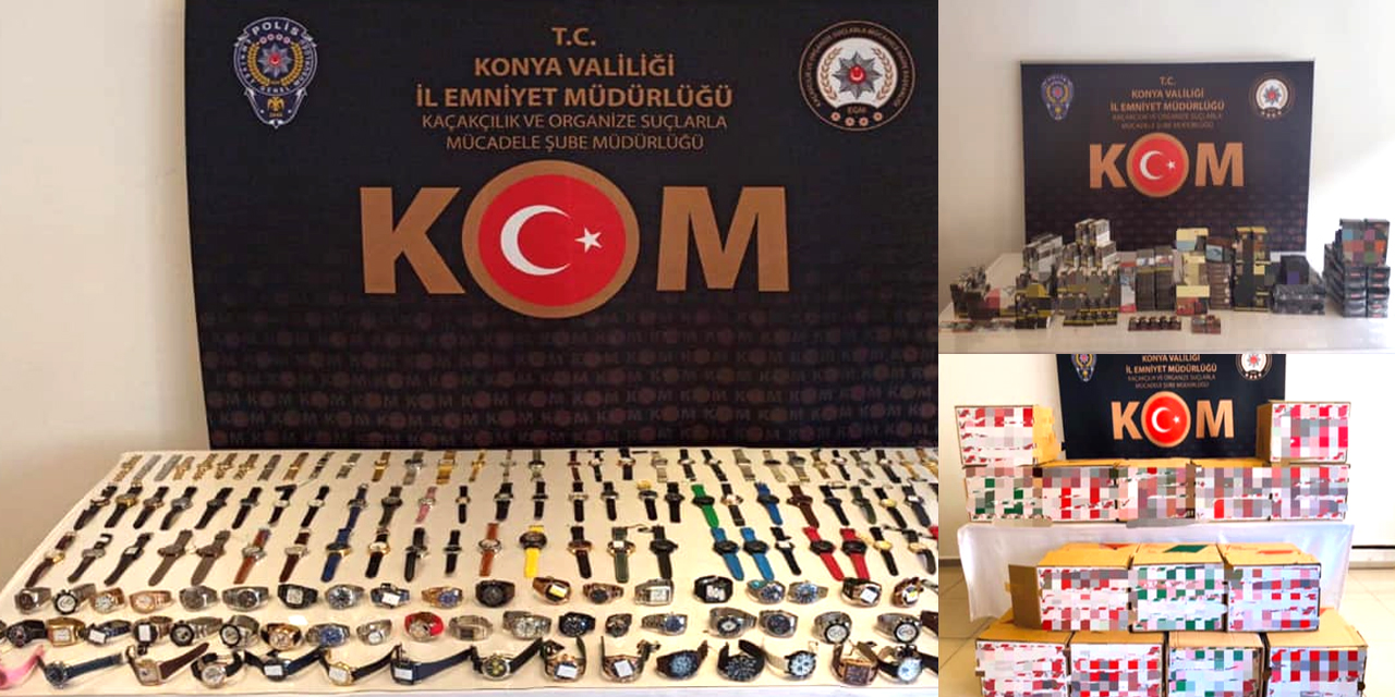 Konya'da çok sayıda gümrük kaçağı ürün ele geçirildi