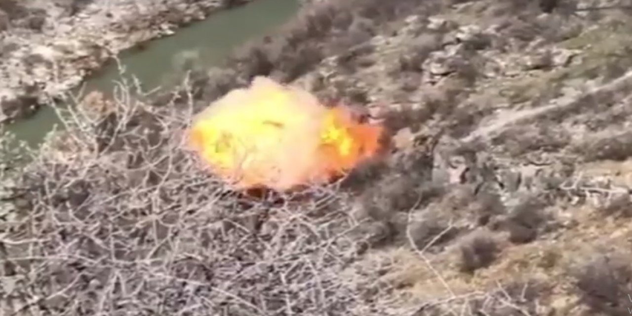 Elazığ kırsalında teröristlerin malzemesi bulunan mağara imha edildi