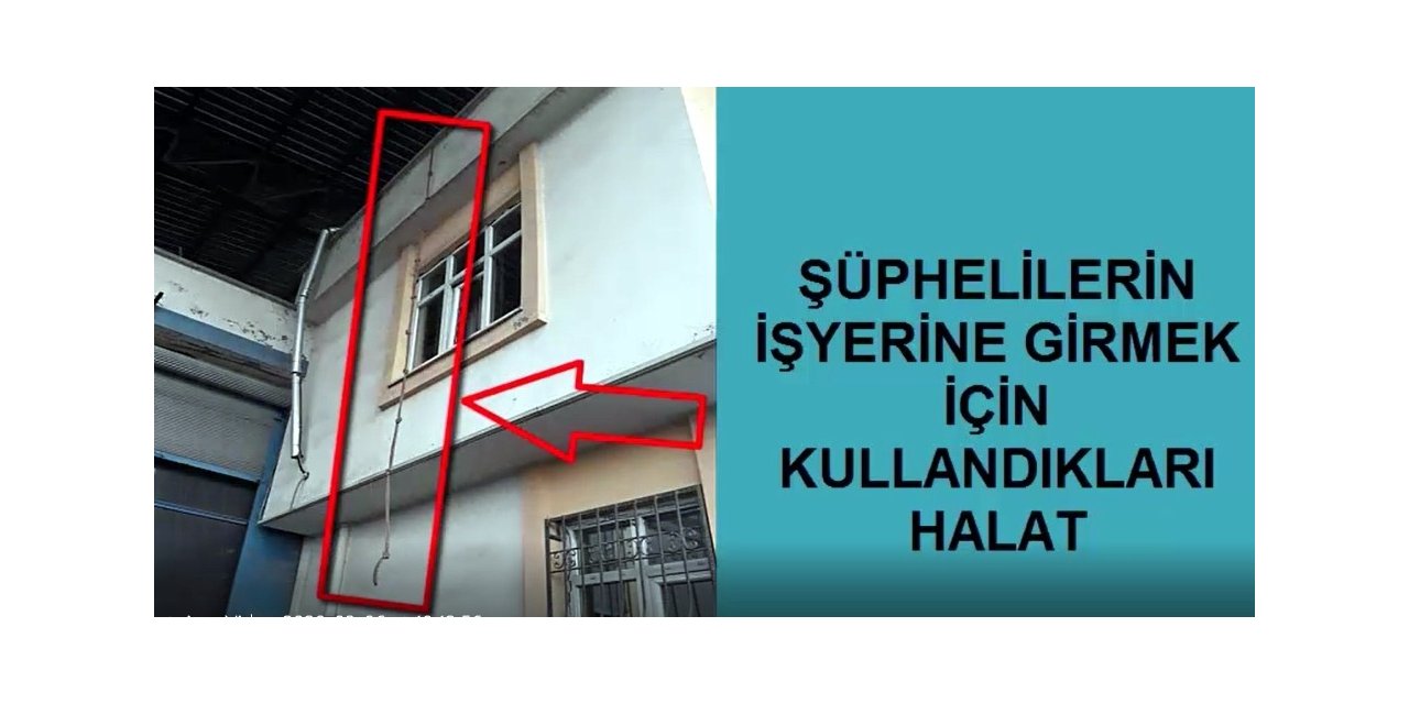 Halatla tırmandıkları iş yerini soydular