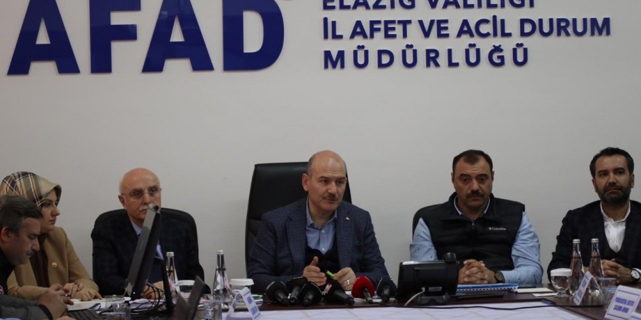 Bakan Soylu: "Devletin bugüne kadar Elazığ ve Malatya’ya ayni ve nakdi olarak gönderdiği  toplam 473 milyon lira”