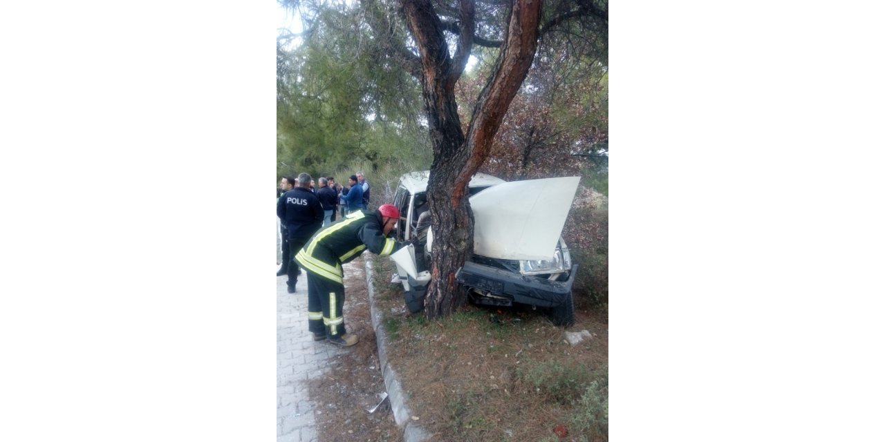 Denizli’de otomobil ağaca çarptı: 1 ölü, 1 yaralı
