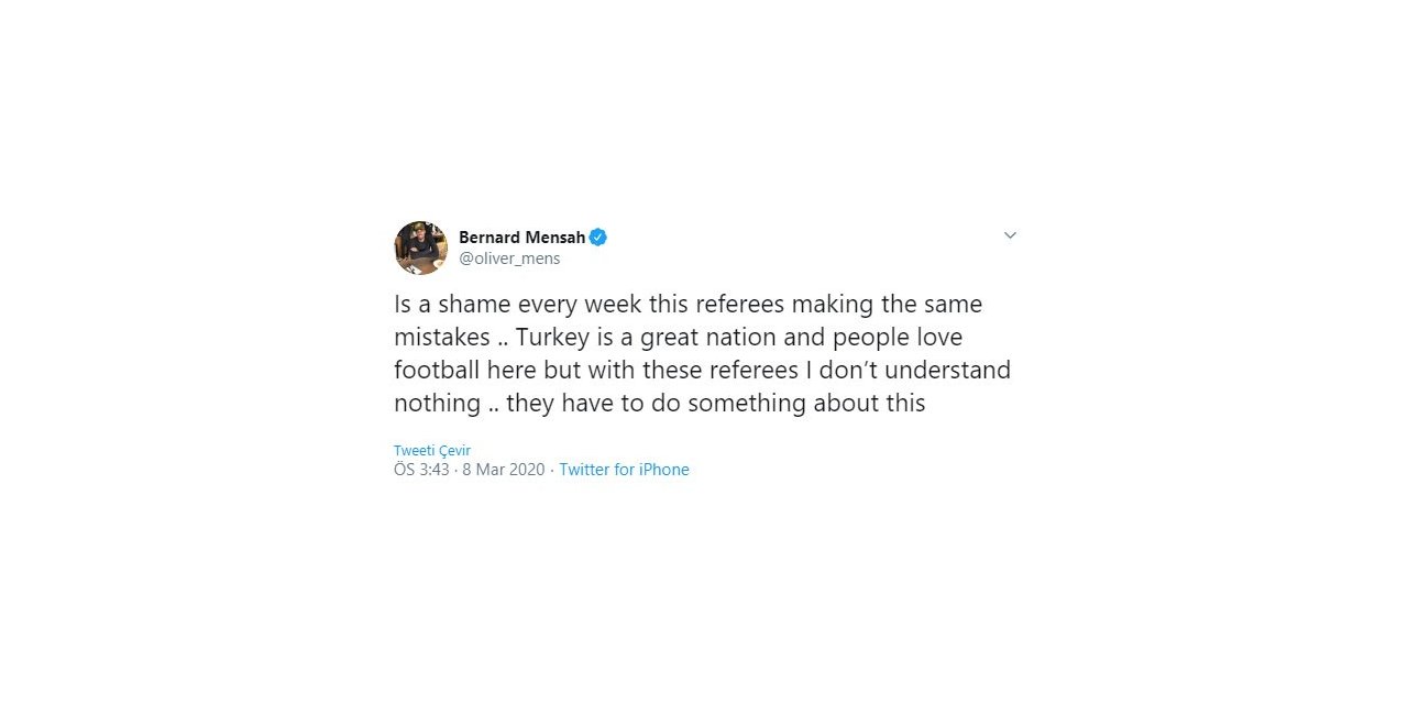 Bernard Mensah hakemleri suçladı