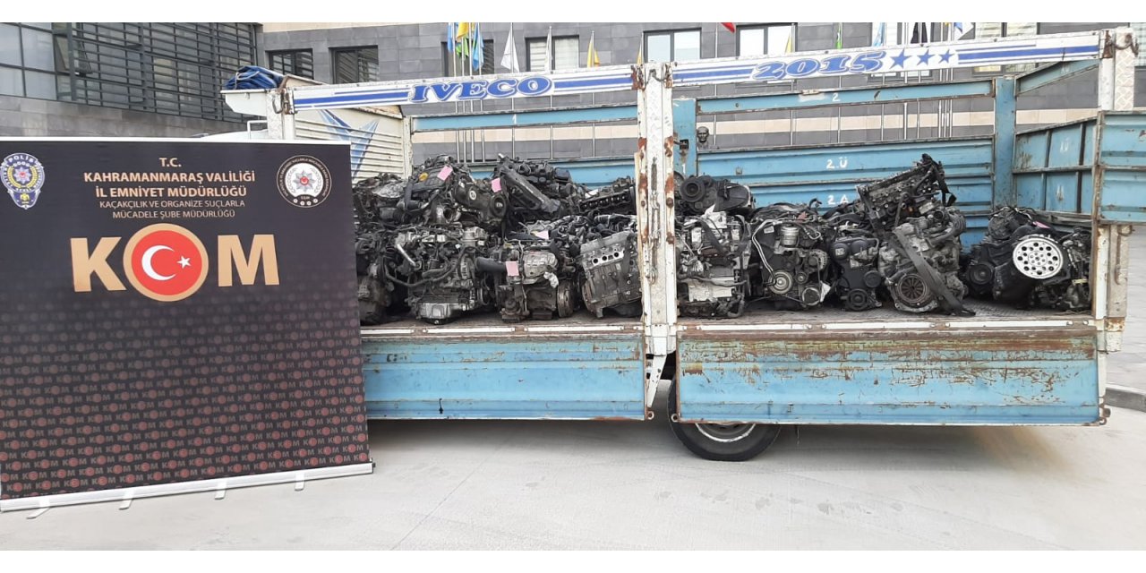 Kahramanmaraş'ta gümrük kaçağı 40 otomobil motoru ele geçirildi